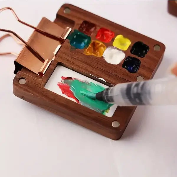 Junips | Mobile Watercolor Paint Box Set | 24-Color High-Saturation Pigment Palette | Integrated Mixing Interface & Synthetic Precision Brush | Compact Impact-Resistant Technical Travel Case