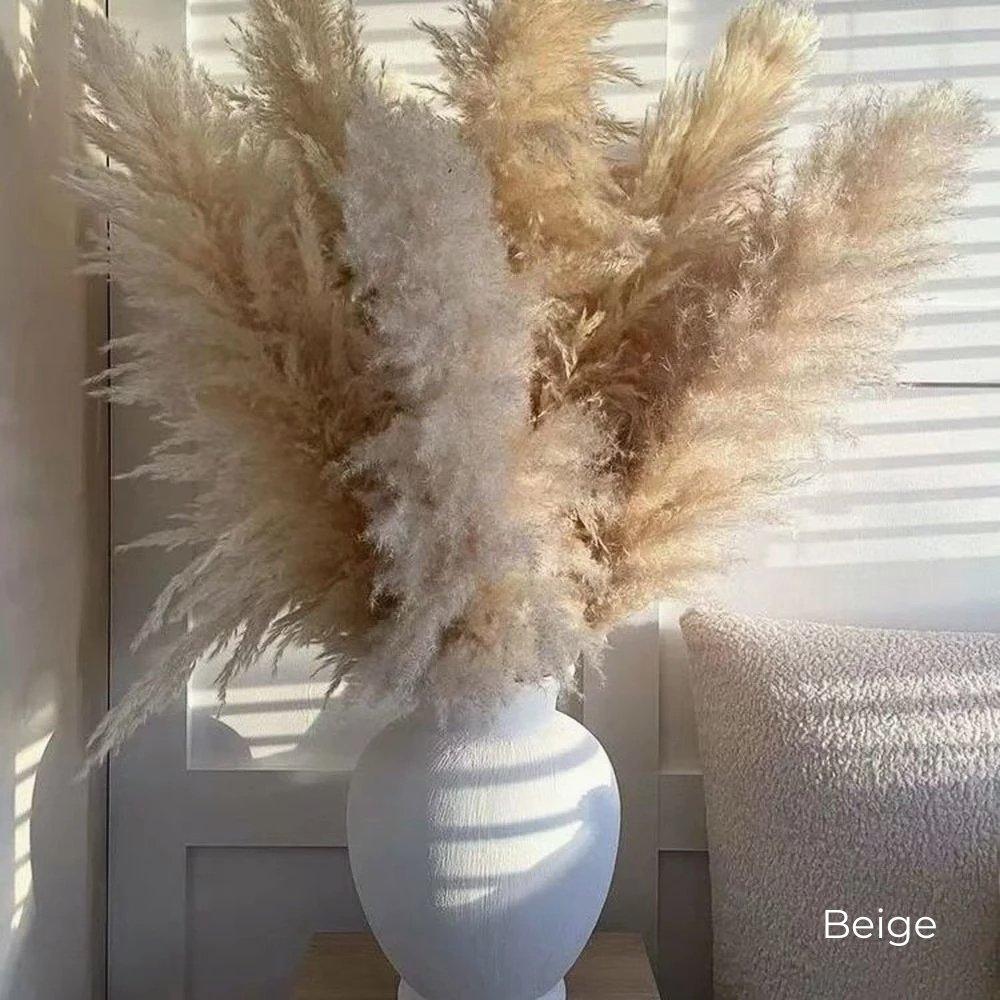 Junips | 80 cm natural, real dried pampas grass bouquet (white / beige / gray) │ fluffy feather for modern boho home decor