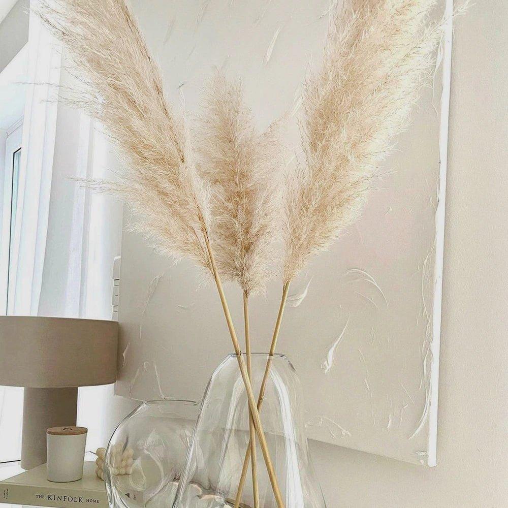 Junips | 80 cm natural, real dried pampas grass bouquet (white / beige / gray) │ fluffy feather for modern boho home decor