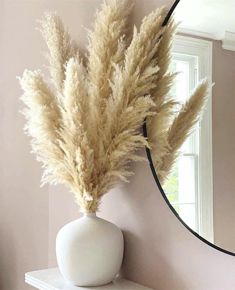 Junips | 80 cm natural, real dried pampas grass bouquet (white / beige / gray) │ fluffy feather for modern boho home decor