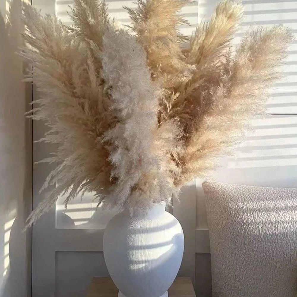Junips | 80 cm natural, real dried pampas grass bouquet (white / beige / gray) │ fluffy feather for modern boho home decor