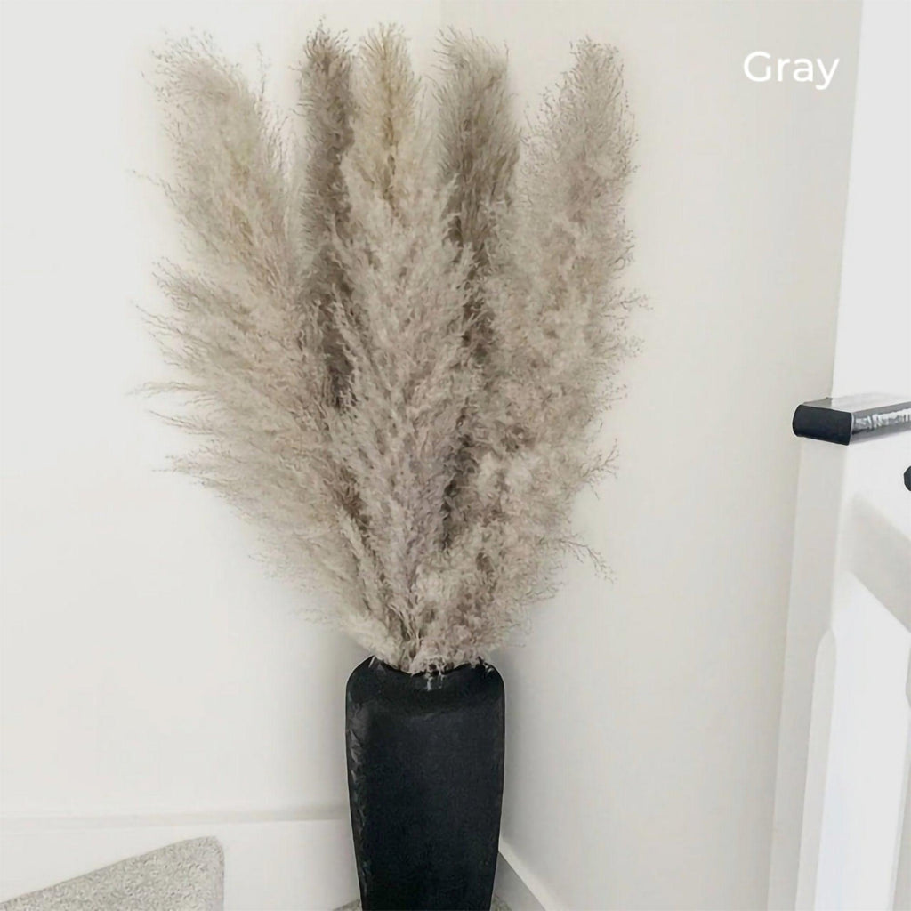 Junips | 80 cm natural, real dried pampas grass bouquet (white / beige / gray) │ fluffy feather for modern boho home decor