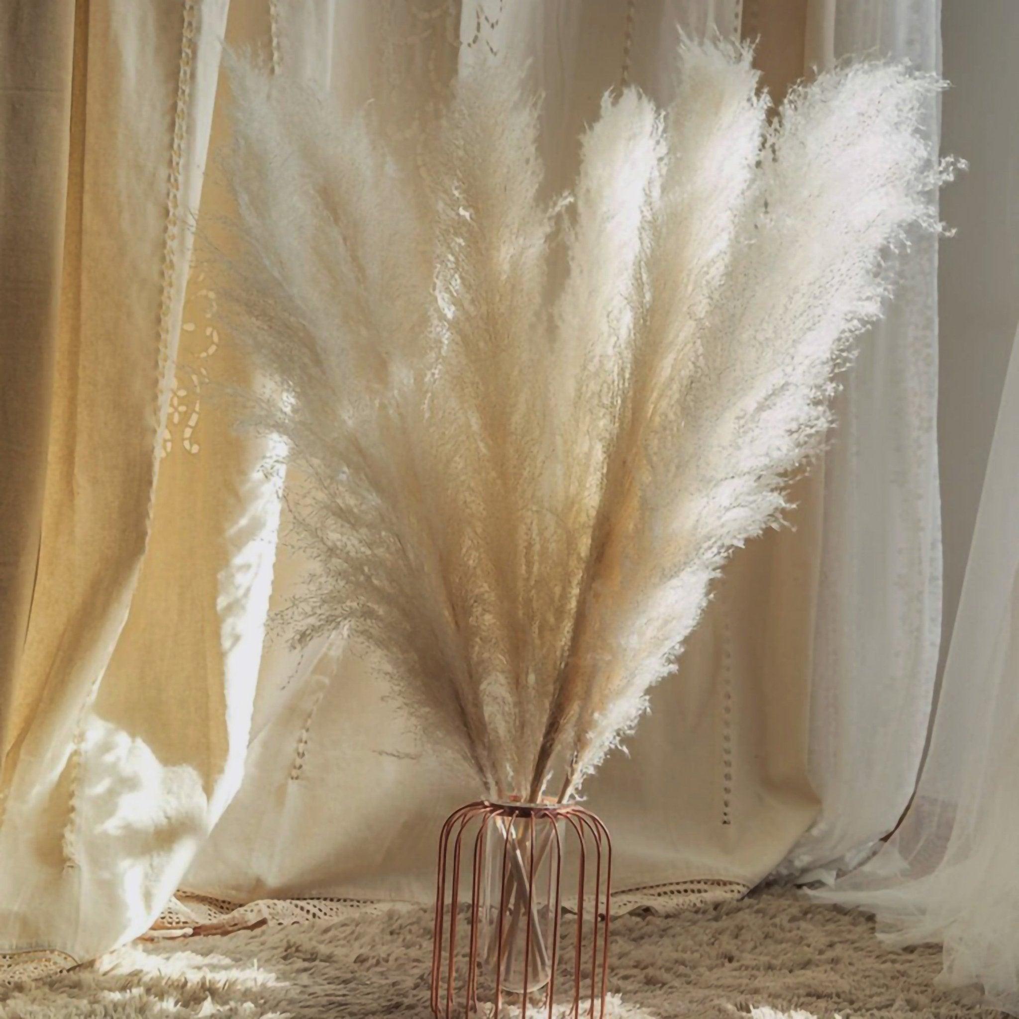 Junips | 80 cm natural, real dried pampas grass bouquet (white / beige / gray) │ fluffy feather for modern boho home decor