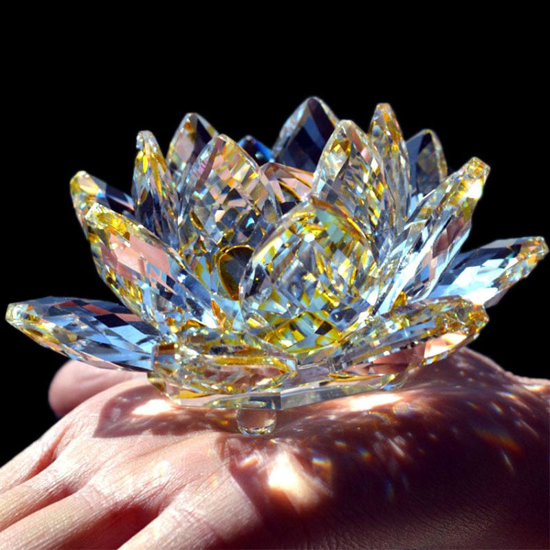 Junips | 80Mm Quartz Crystals Lotus Flower Crafts Glass Fengshui Ornaments Healing Crystals Home Party Wicca Decor Yoga Gifts Souvenir