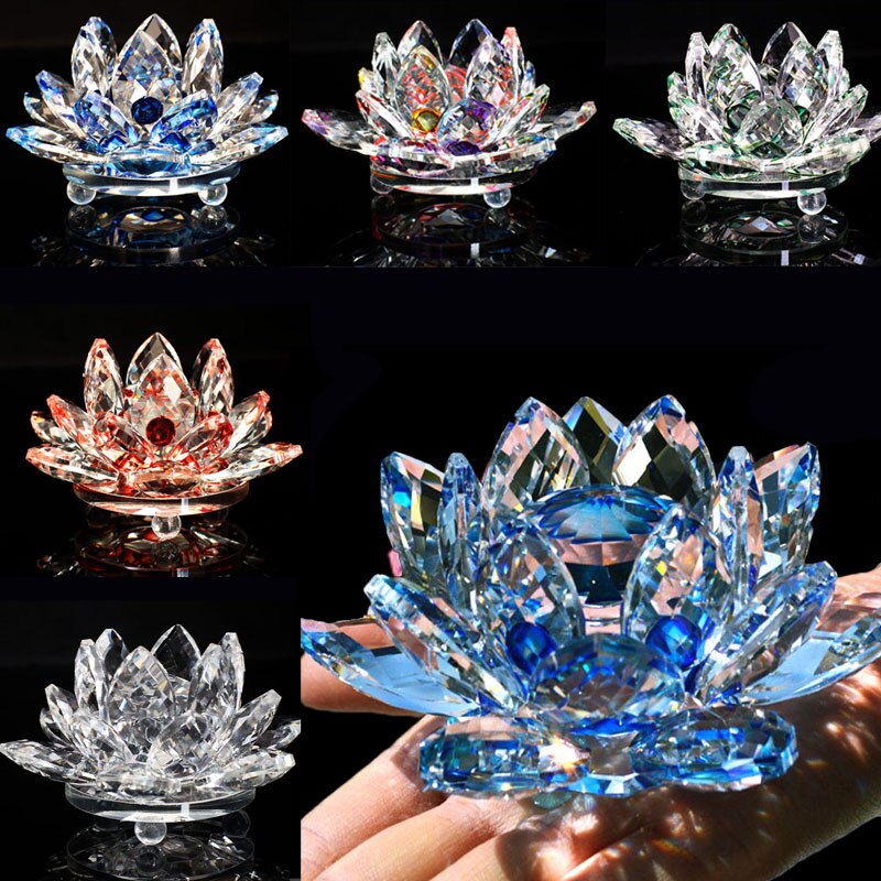 Junips | 80Mm Quartz Crystals Lotus Flower Crafts Glass Fengshui Ornaments Healing Crystals Home Party Wicca Decor Yoga Gifts Souvenir