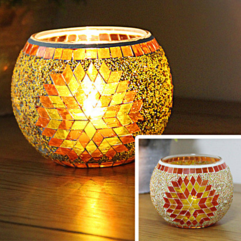 Junips | European Retro Glass Mosaic Tealight Holder