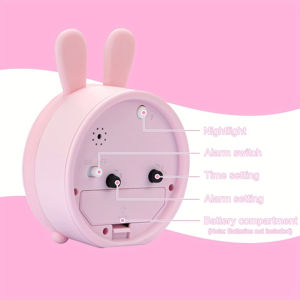 Junips | Children's Alarm Clock with Night Light – Quiet, Rabbit Pattern & Compact Design