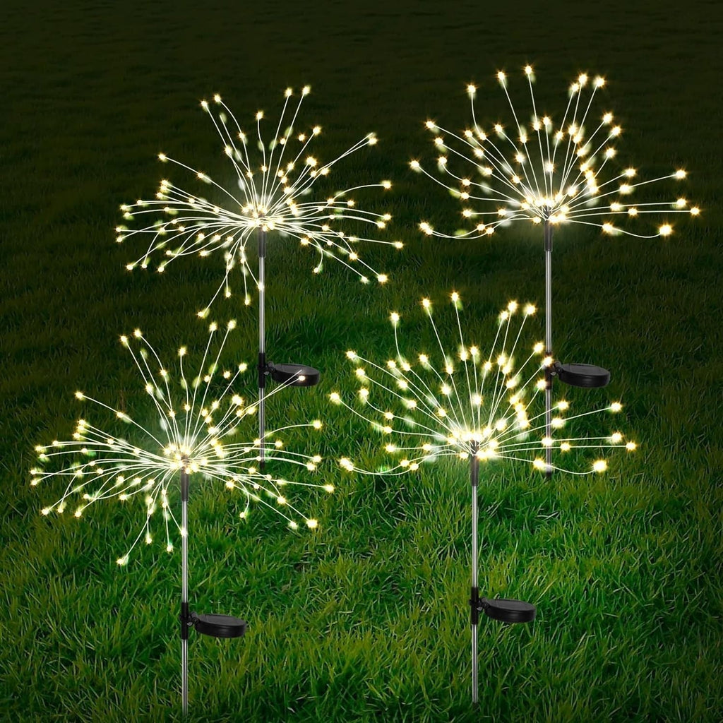 Junips | 4 Piece Solar Firework Garden Lights - Weatherproof LED Decorative Lighting, Solar Energy for Garden and Patio