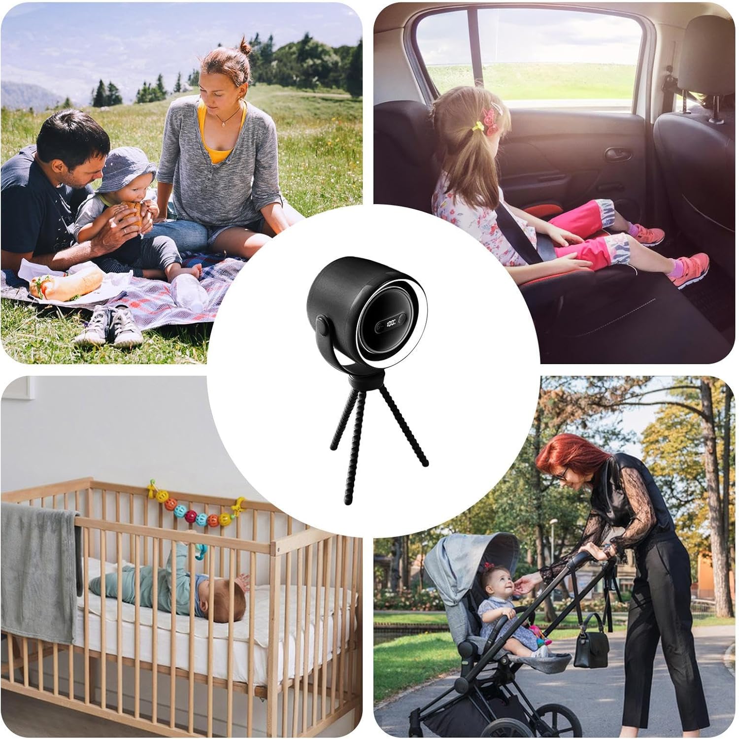 Junips | Rechargeable Clip-On Stroller Fan with Night Light 100 Speeds