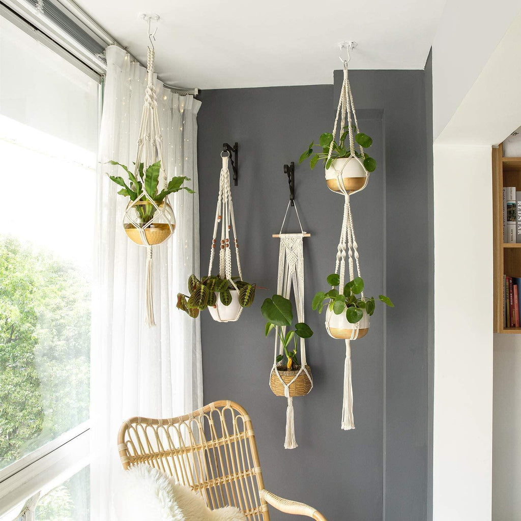 Junips | 4-piece handmade Boho macrame plant hanger set