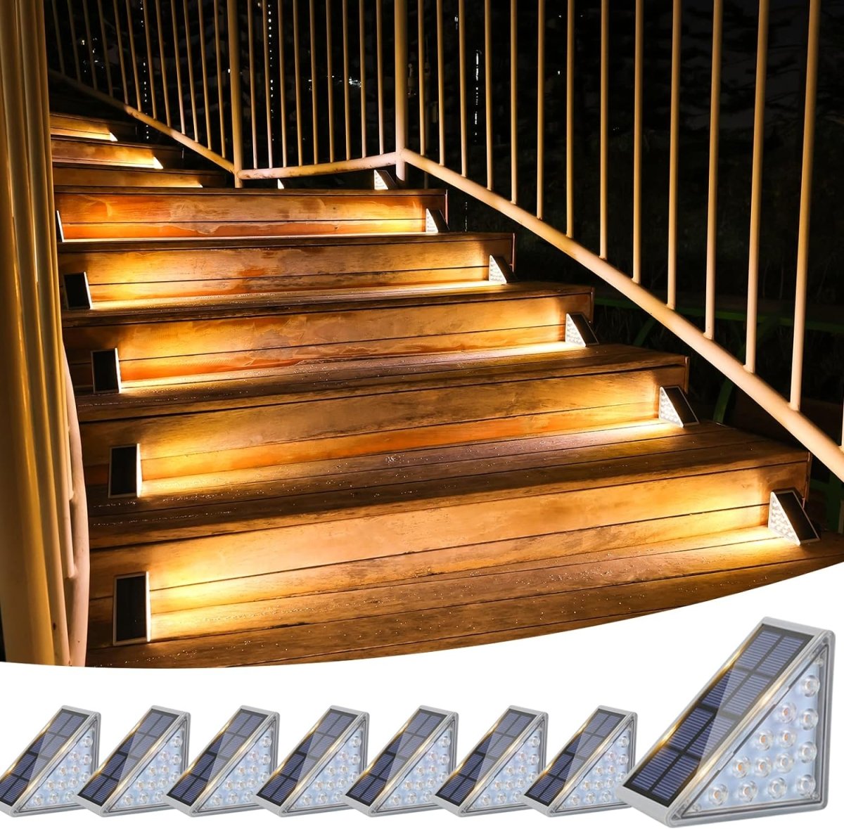 Junips | Waterproof Solar LED Stair Lighting - Outdoor Lighting for Stairs, Paths, and Terraces