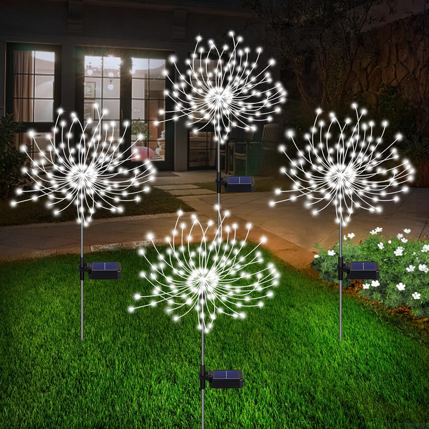 Junips | 4 Piece Solar Firework Garden Lights - Weatherproof LED Decorative Lighting, Solar Energy for Garden and Patio