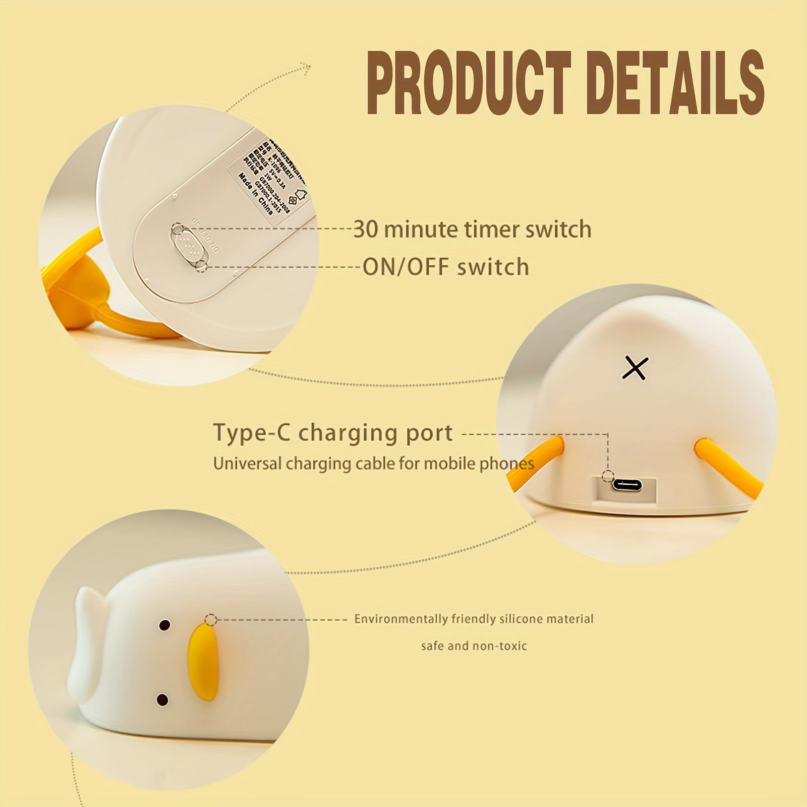 Junips | Sleeping Duck Lamp - Rechargeable Dimmable Silicone Night Light