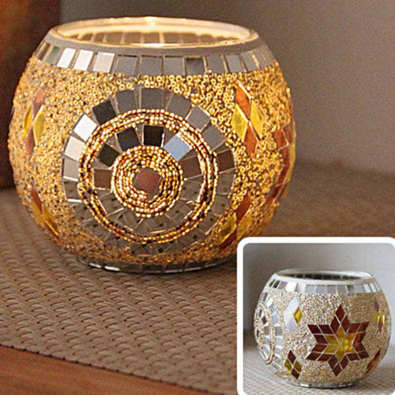 Junips | European Retro Glass Mosaic Tealight Holder