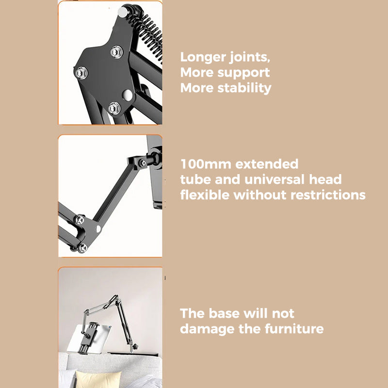 Junips | Extendable, concealed phone/tablet holder at the bed
