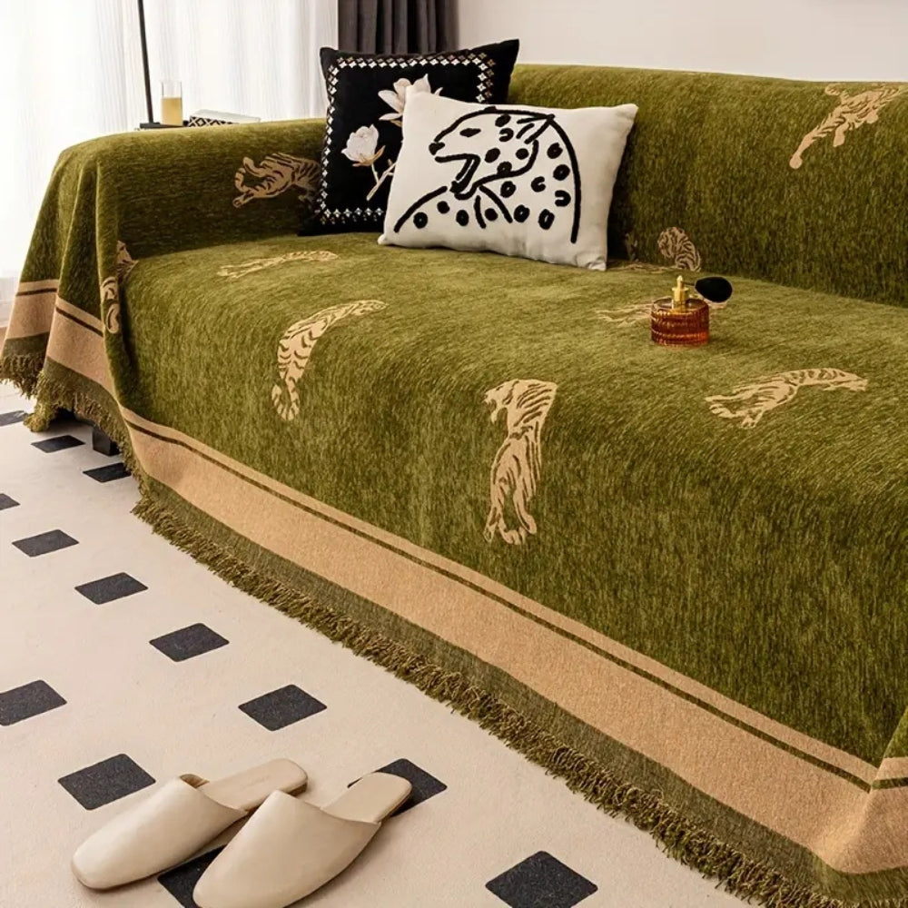 Junips | Safari Tiger Chenille Sofa Cover