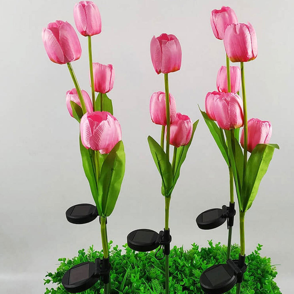 Junips | Solar Tulip Lawn Light Outdoor Garden LED Tulip Flower Light Ground Stake Landscape Light