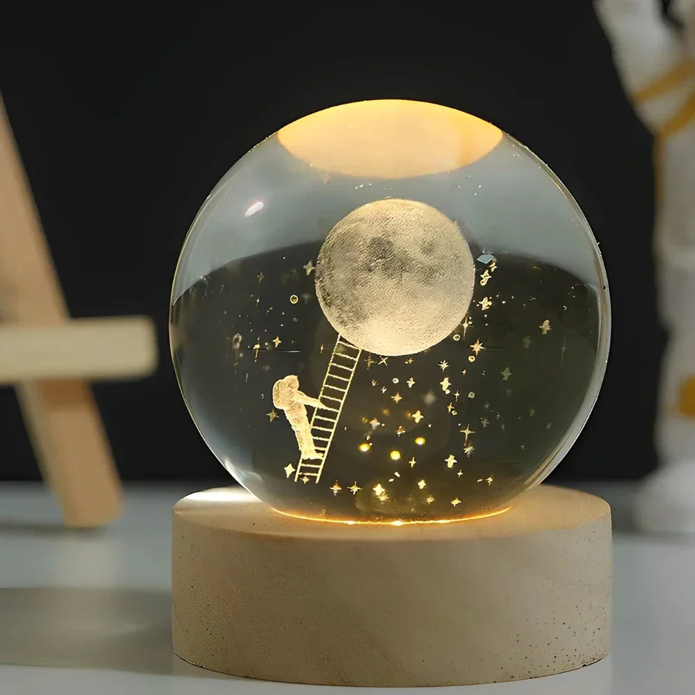 Junips | Night Light Wooden Base Crystal Ball Lamp