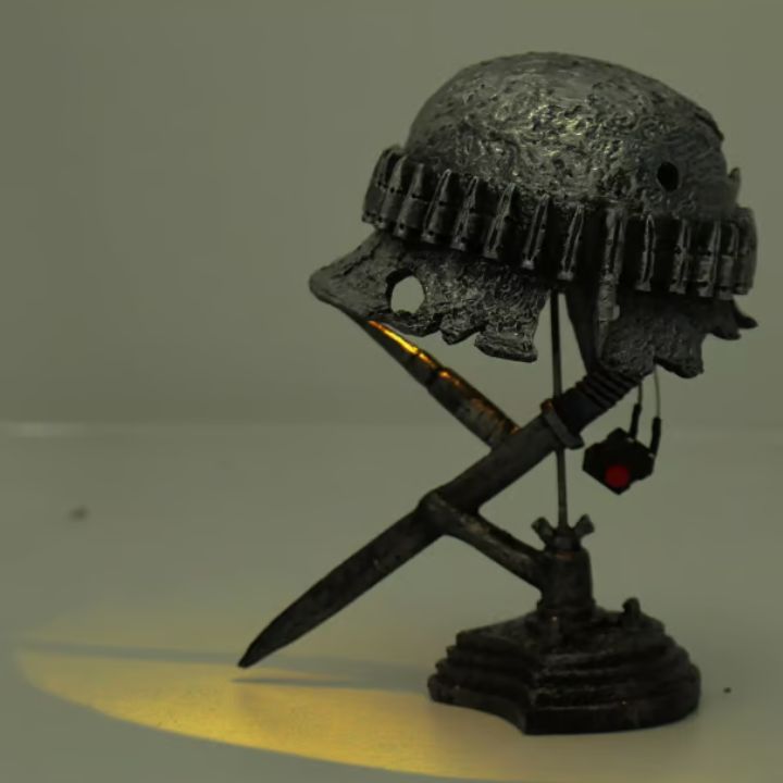 Junips | AntiqueLume | Vintage Steel Helmet Table Lamp – Timeless Historical Home Décor