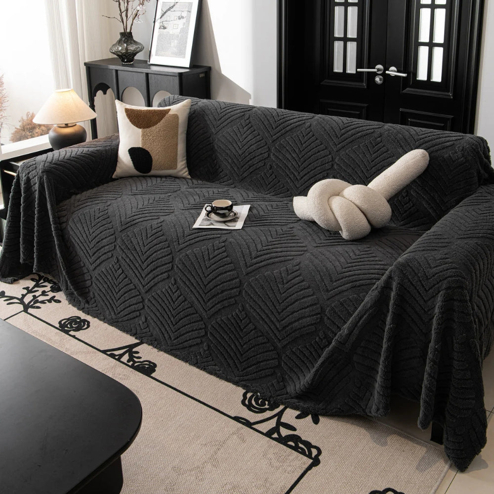 Junips | Herringbone Leaf Design Fleece Sofa Cover