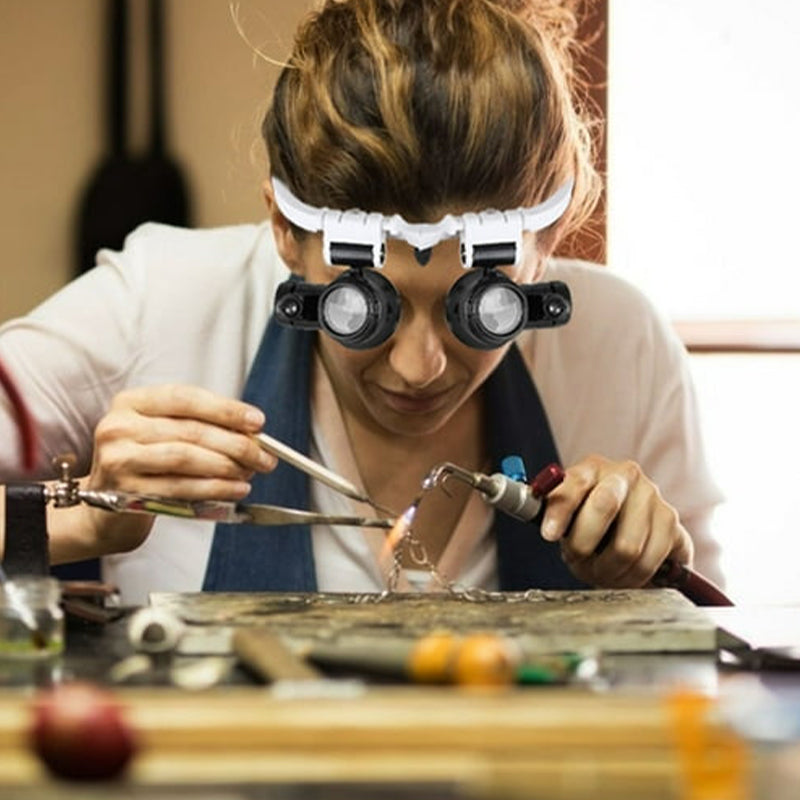 Junips | Magnifying Glasses with Dual LED Illumination | 8x, 15x, & 23x Combined Magnification | High-Definition Acrylic Optics | 180° Rotatable Lens System | Adjustable 5mm Lateral Alignment & Retractable Arms