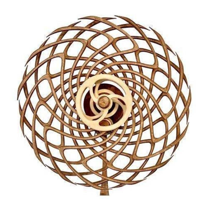 Junips | Handmade Kinetic Wall Sculpture | Mechanical Spring-Driven Wooden Automata | 14-24 Hour Runtime | Precision-Balanced Hardwood Gears | 35cm Geometric Wall Art | Style 1 (Boomerang) & Style 2 (Vice Versa)