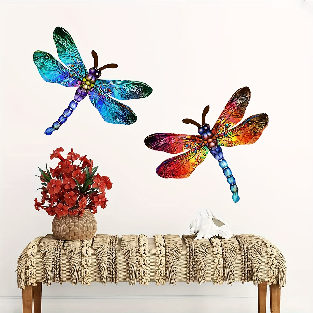 Junips | 1/2 piece vibrant dragonfly wall art made of metal – artistic outdoor decoration for gardens, homes, and events – durable, versatile, and eye-catching – a perfect gift idea for any occasion