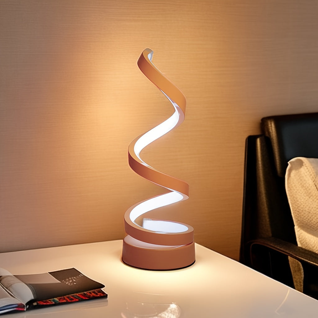 Junips | Modern Spiral Table Lamp – Creative LED Desk Lamp with Gentle Warm Light, Perfect for Bedroom, Living Room, and Study Decor
