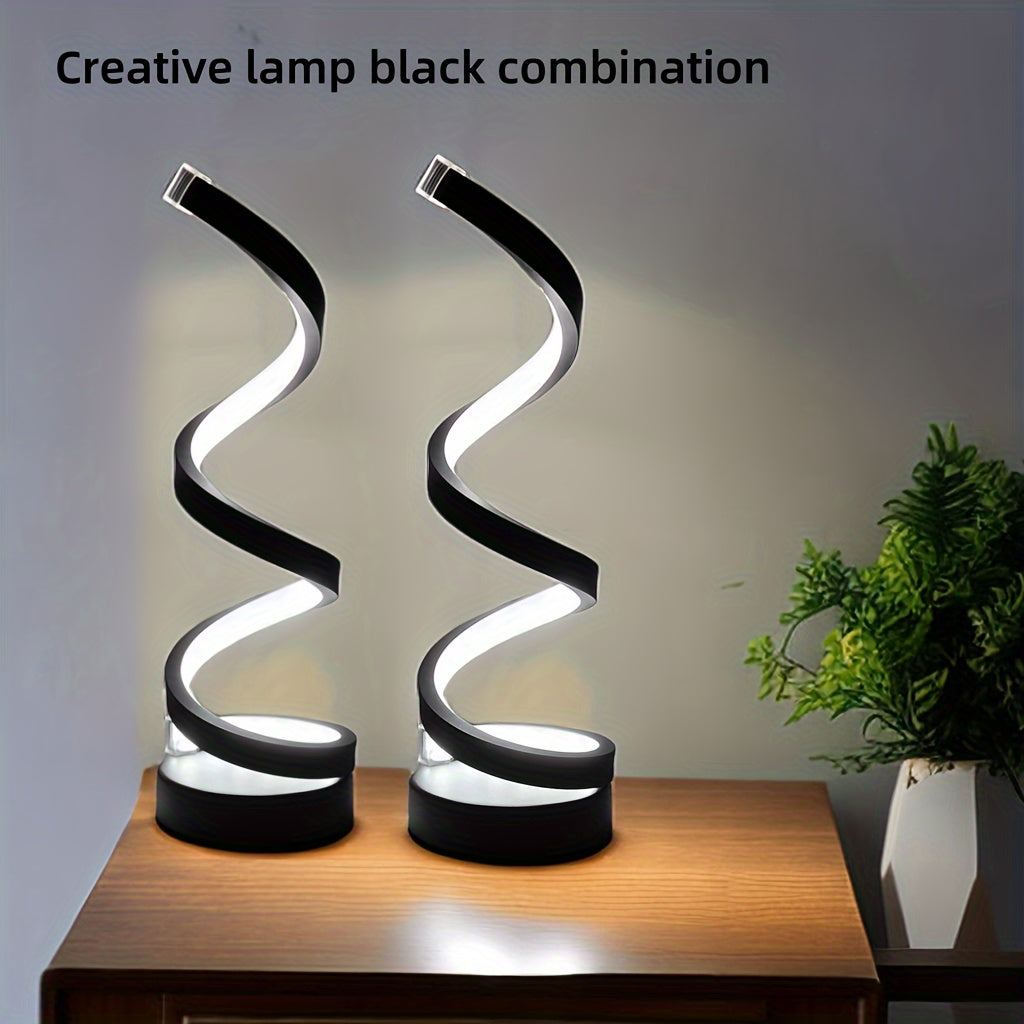 Junips | Modern Spiral Table Lamp – Creative LED Desk Lamp with Gentle Warm Light, Perfect for Bedroom, Living Room, and Study Decor
