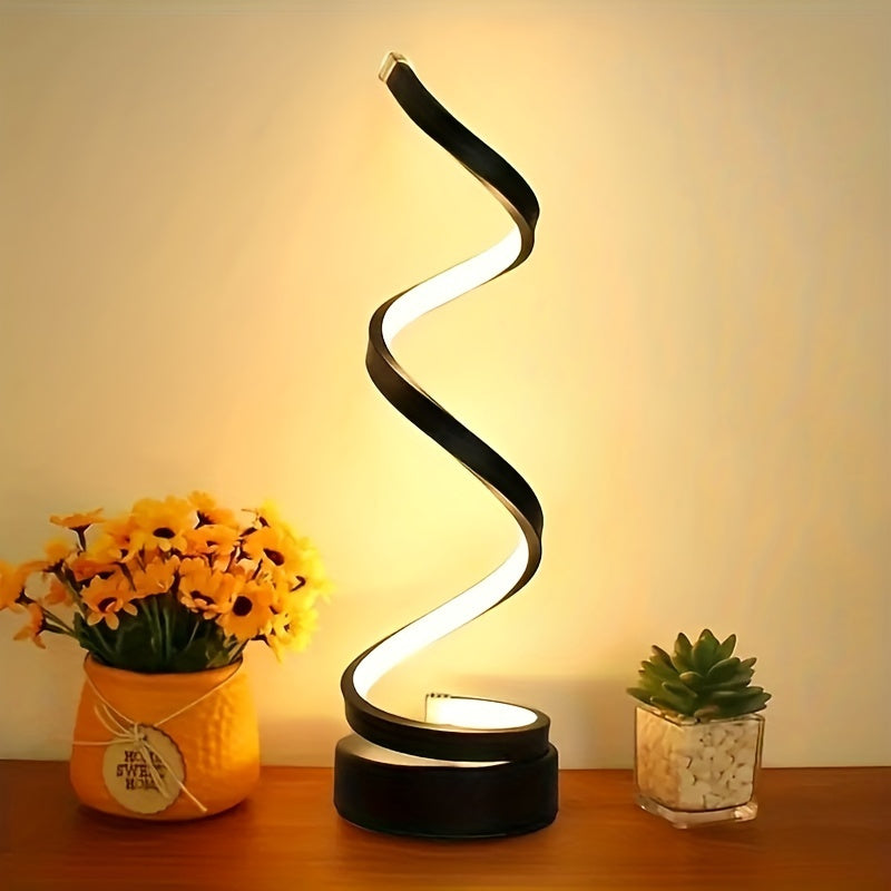 Junips | Modern Spiral Table Lamp – Creative LED Desk Lamp with Gentle Warm Light, Perfect for Bedroom, Living Room, and Study Decor