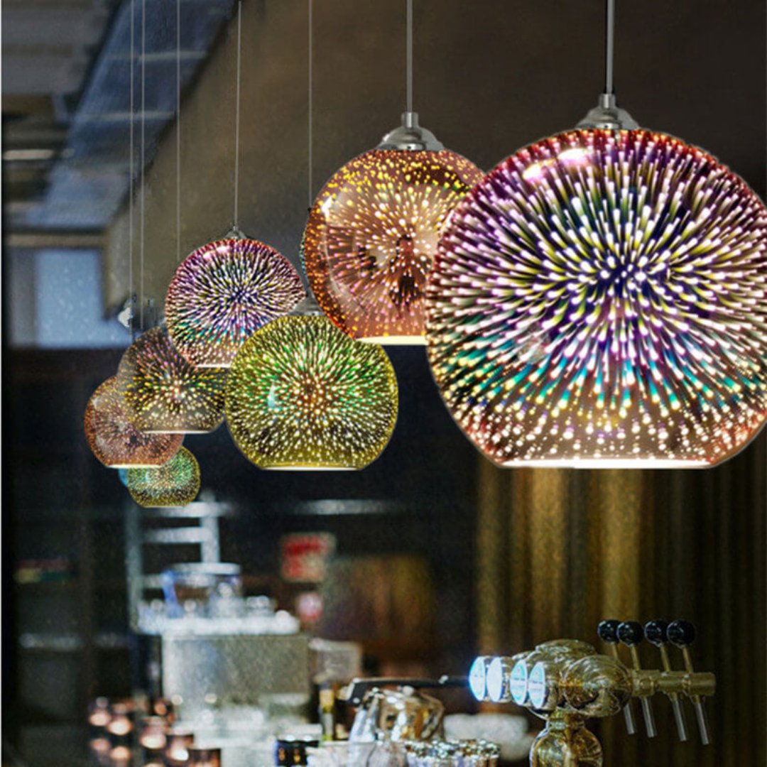 Junips | Modern creative 3D colorful firework glass 1-light dome pendant lamp