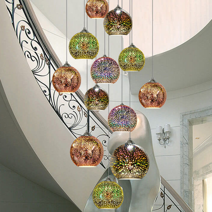 Junips | Modern creative 3D colorful firework glass 1-light dome pendant lamp