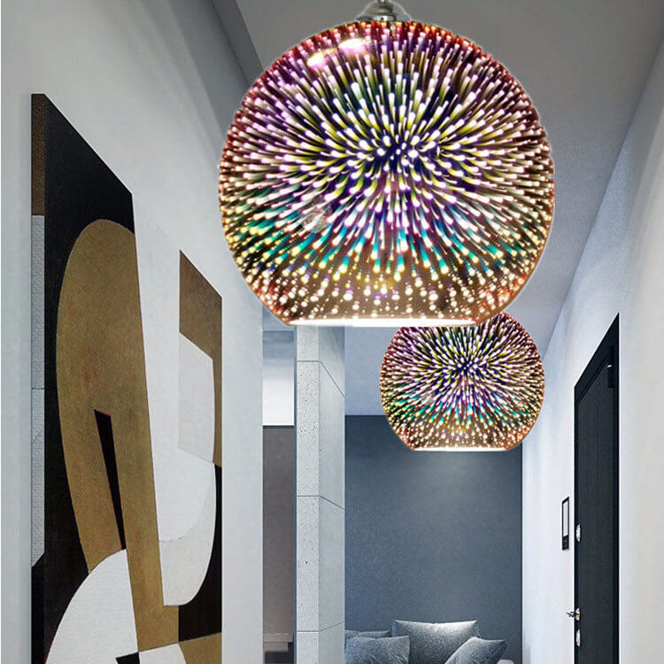 Junips | Modern creative 3D colorful firework glass 1-light dome pendant lamp