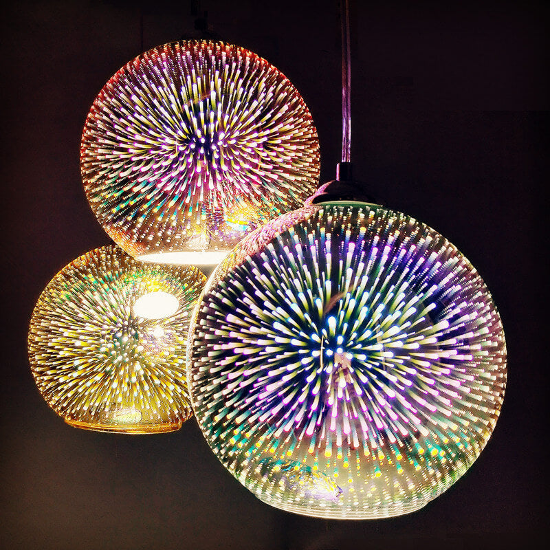 Junips | Modern creative 3D colorful firework glass 1-light dome pendant lamp