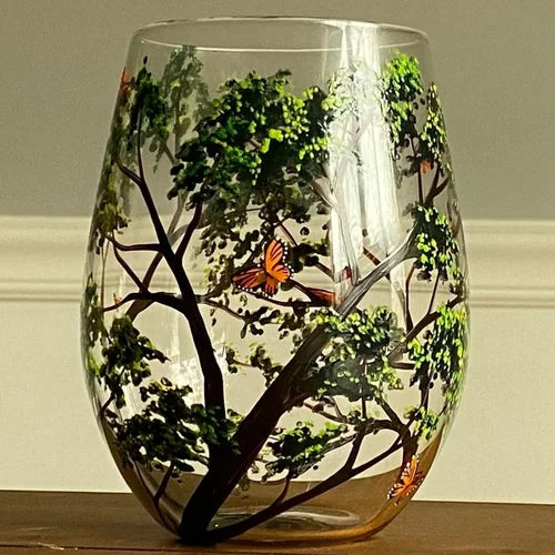 Junips | Hand Painted Four Seasons Tree Wine Glasses | Unique Art