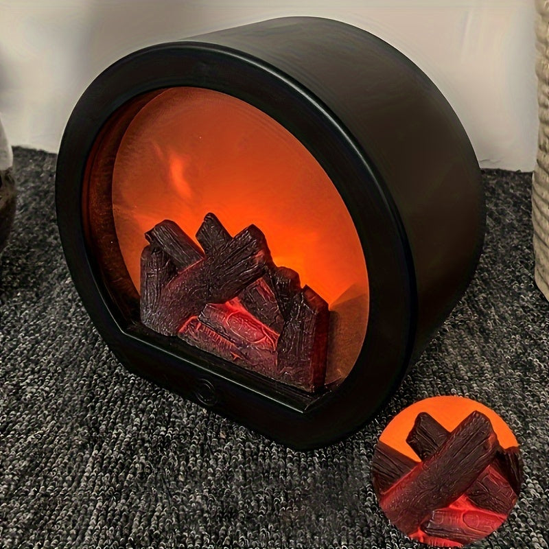 Junips | Cozy rectangular fireplace lantern stove lamp - Realistic simulation flame lights