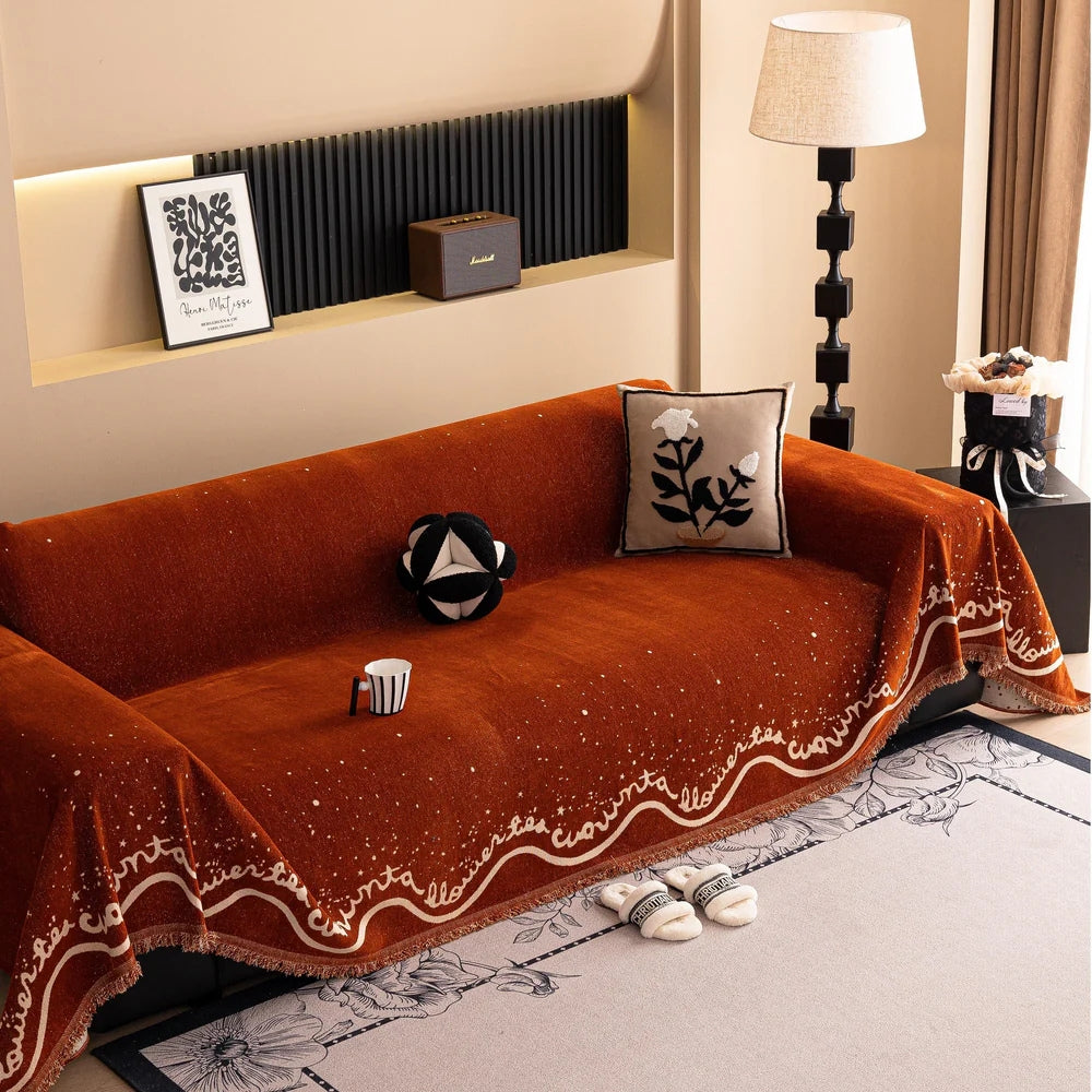 Junips | Cursive Glittering Chenille Sofa Cover