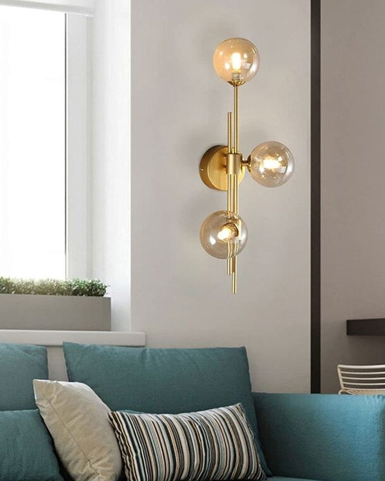 Junips | 3 Head Glass Ball Wall Lamp - Amber