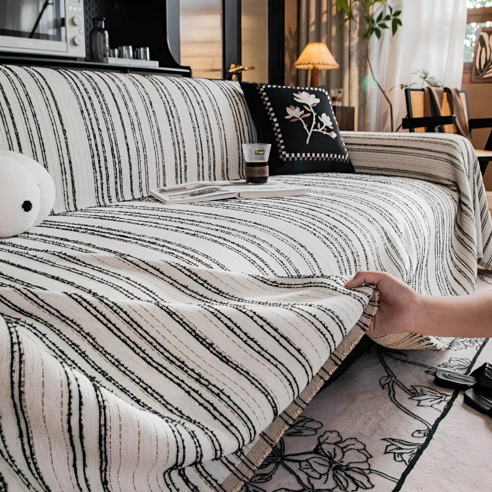 Junips | Regal Stripes Chenille Sofa Cover