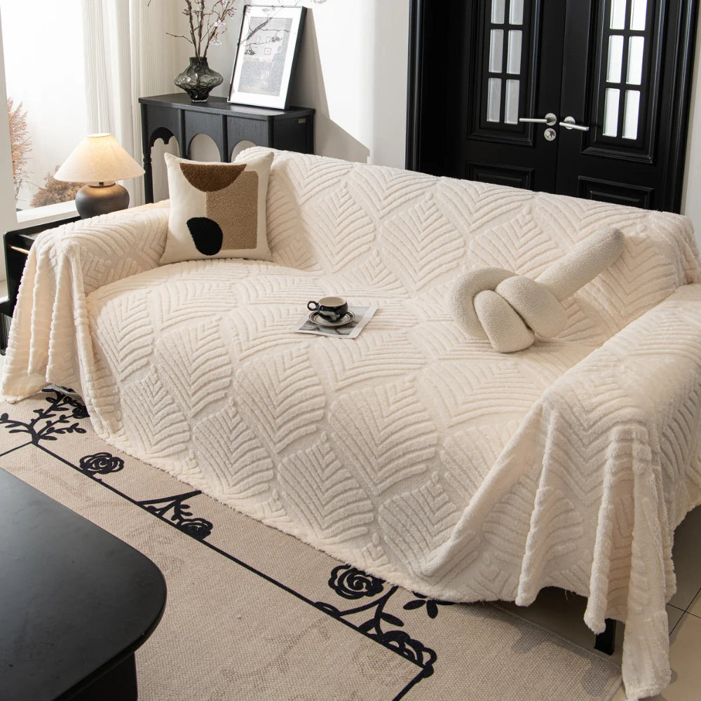 Junips | Herringbone Leaf Design Fleece Sofa Cover