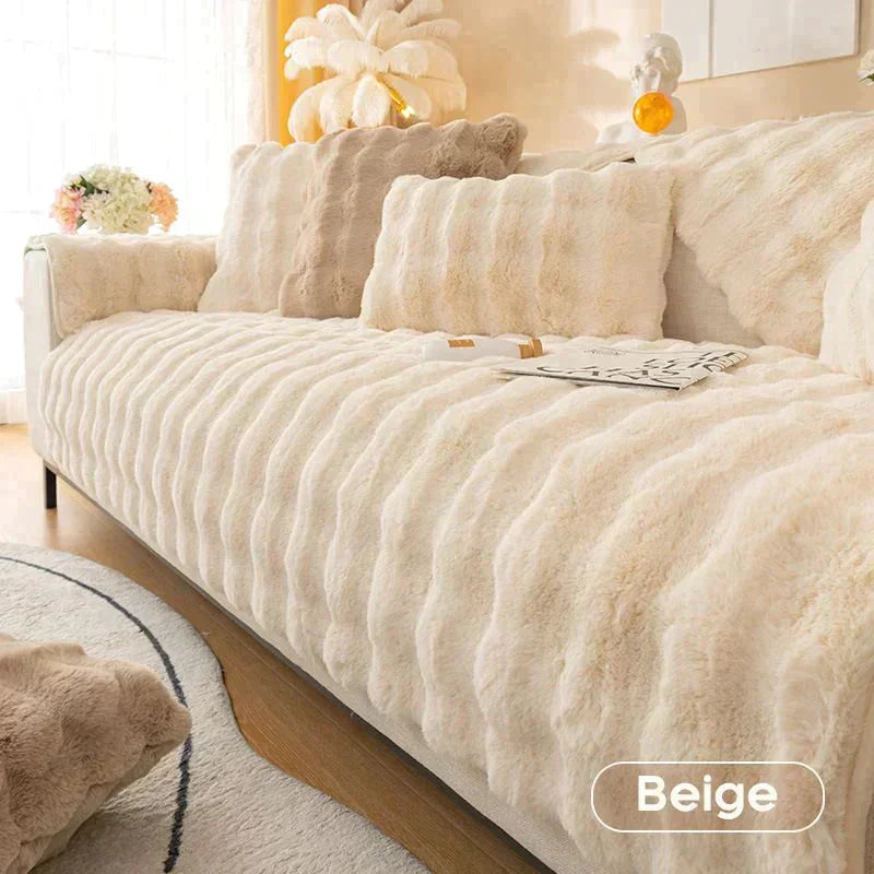 Junips | Rabbit Fleece Sofa Cover | Non-Slip Plush Protector | Machine Washable | Soft & Cozy Home Decor