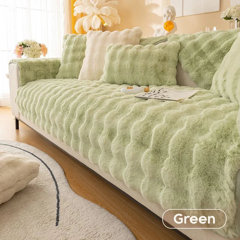 Junips | Rabbit Fleece Sofa Cover | Non-Slip Plush Protector | Machine Washable | Soft & Cozy Home Decor