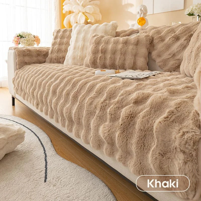 Junips | Rabbit Fleece Sofa Cover | Non-Slip Plush Protector | Machine Washable | Soft & Cozy Home Decor
