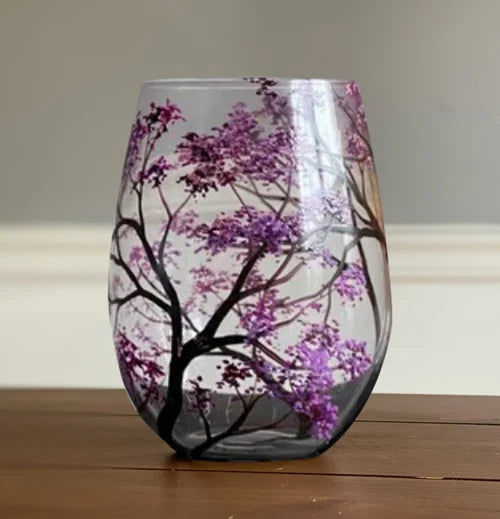 Junips | Hand Painted Four Seasons Tree Wine Glasses | Unique Art