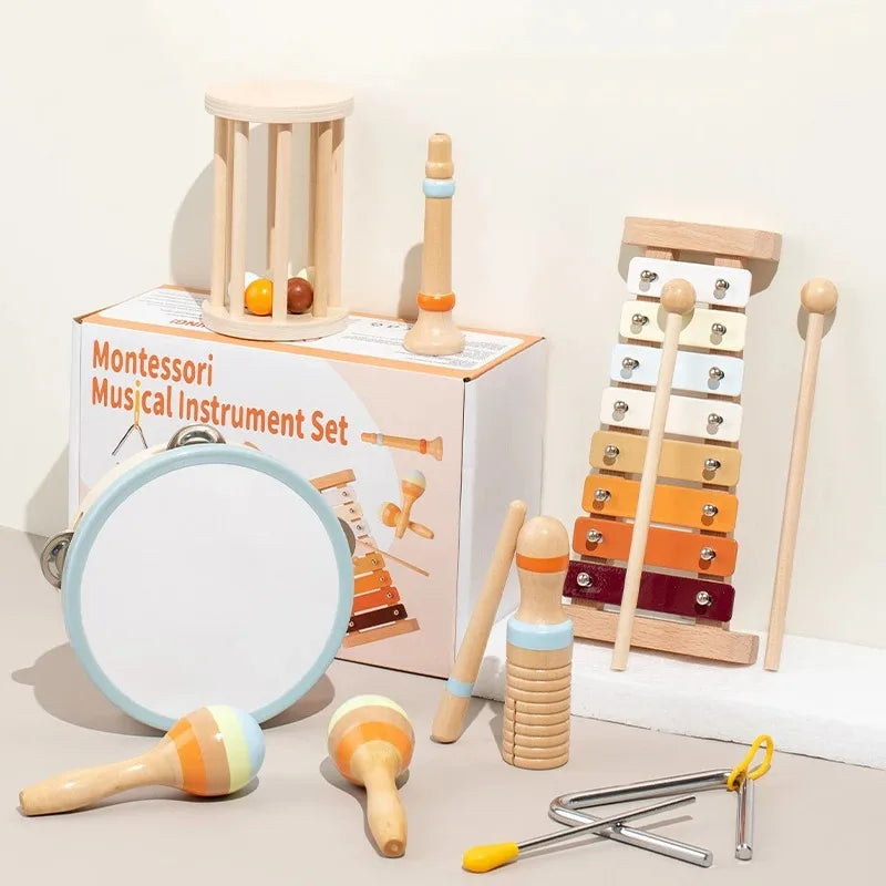 Junips | Wood Montessori Musical Instrument Set for Toddlers - Professionally Tuned Xylophone, Maracas and more - Educational Gift for Preschoolers