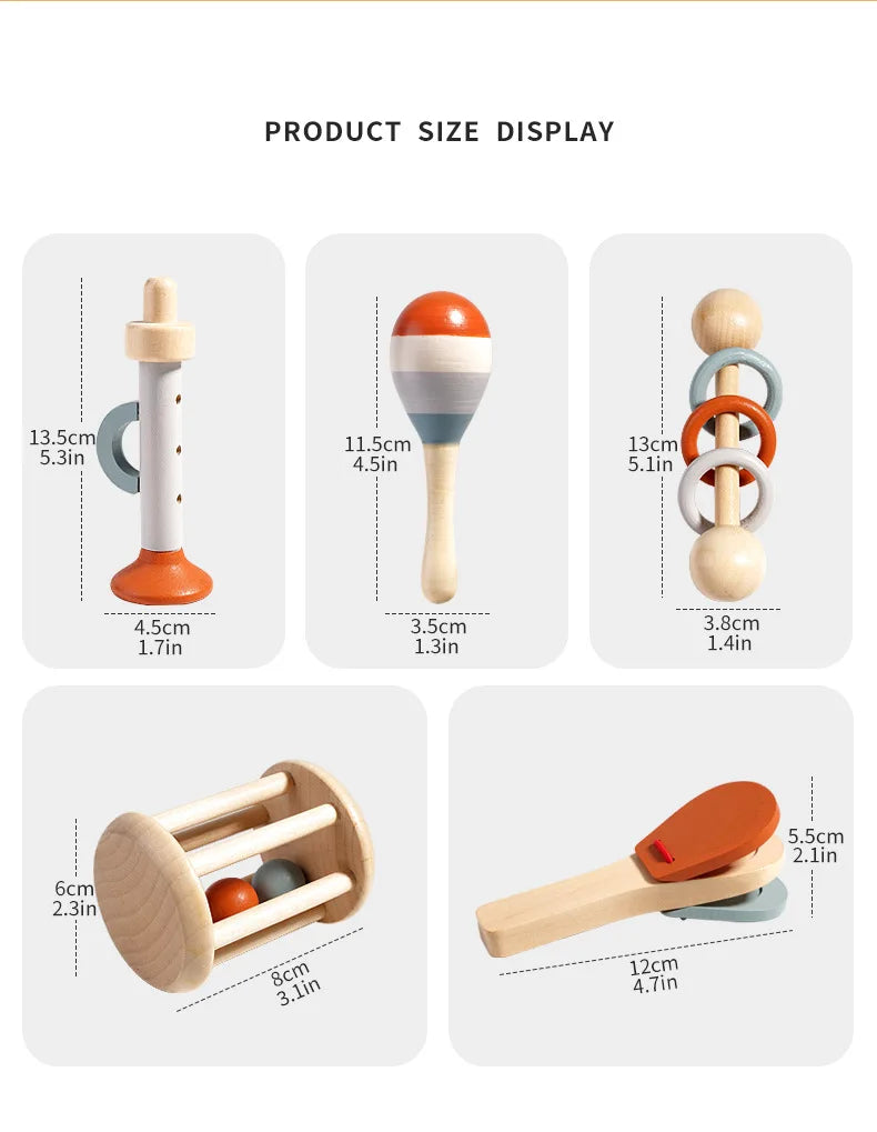 Junips | Wood Montessori Musical Instrument Set for Toddlers - Professionally Tuned Xylophone, Maracas and more - Educational Gift for Preschoolers