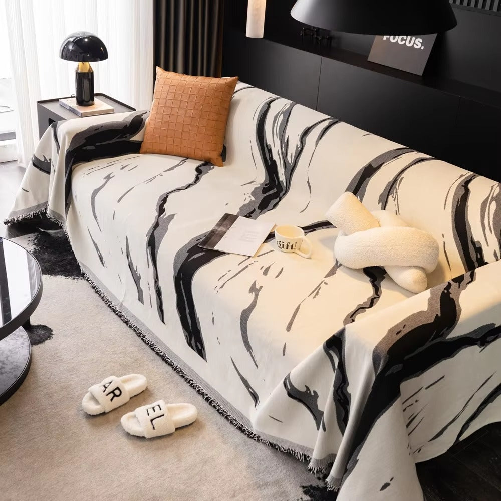 Junips | Abstract Brushstroke Chenille Sofa Cover