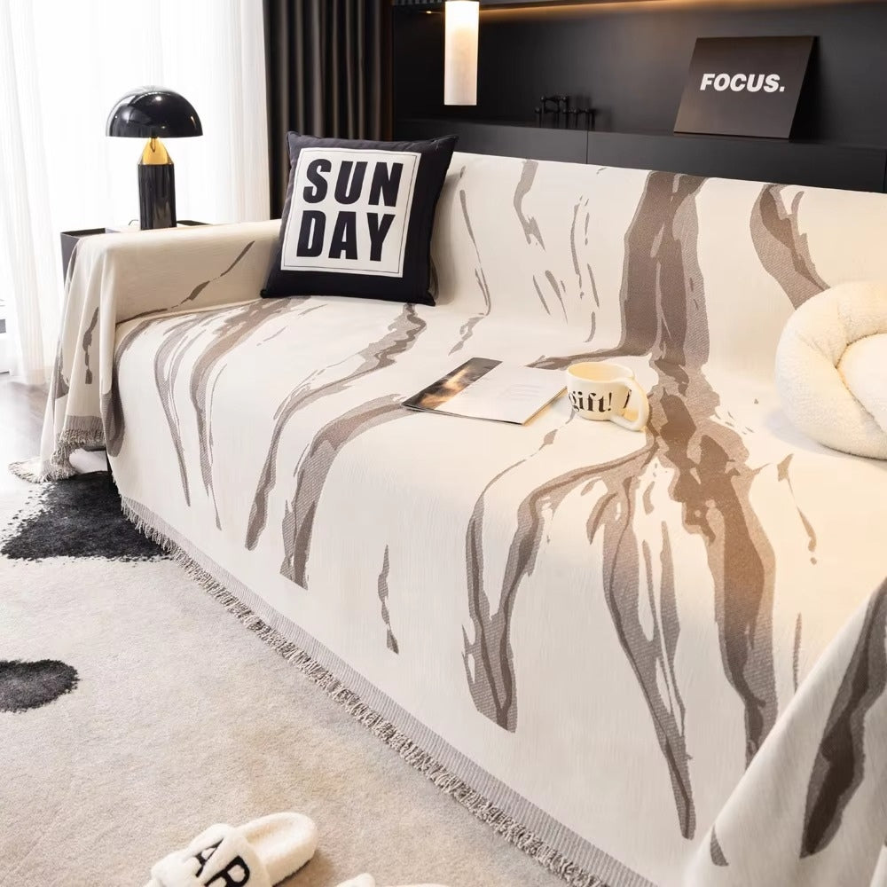 Junips | Abstract Brushstroke Chenille Sofa Cover