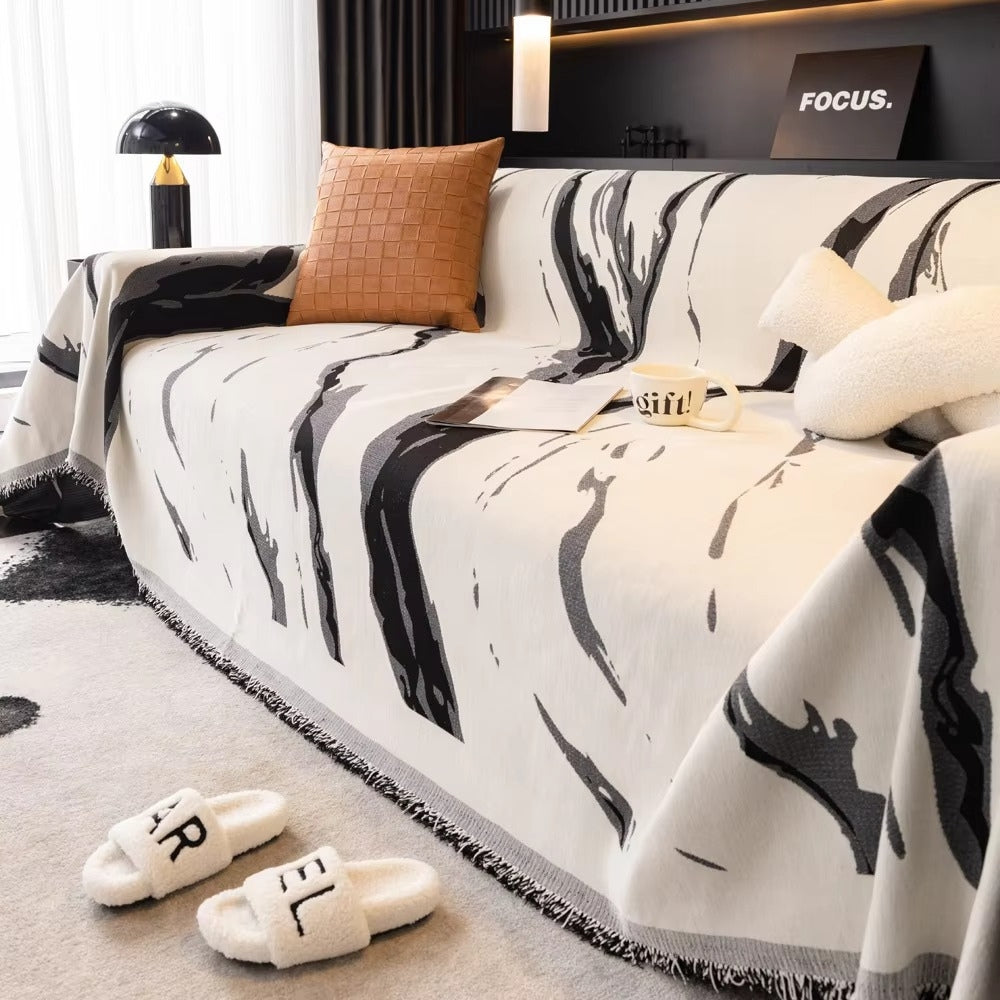 Junips | Abstract Brushstroke Chenille Sofa Cover