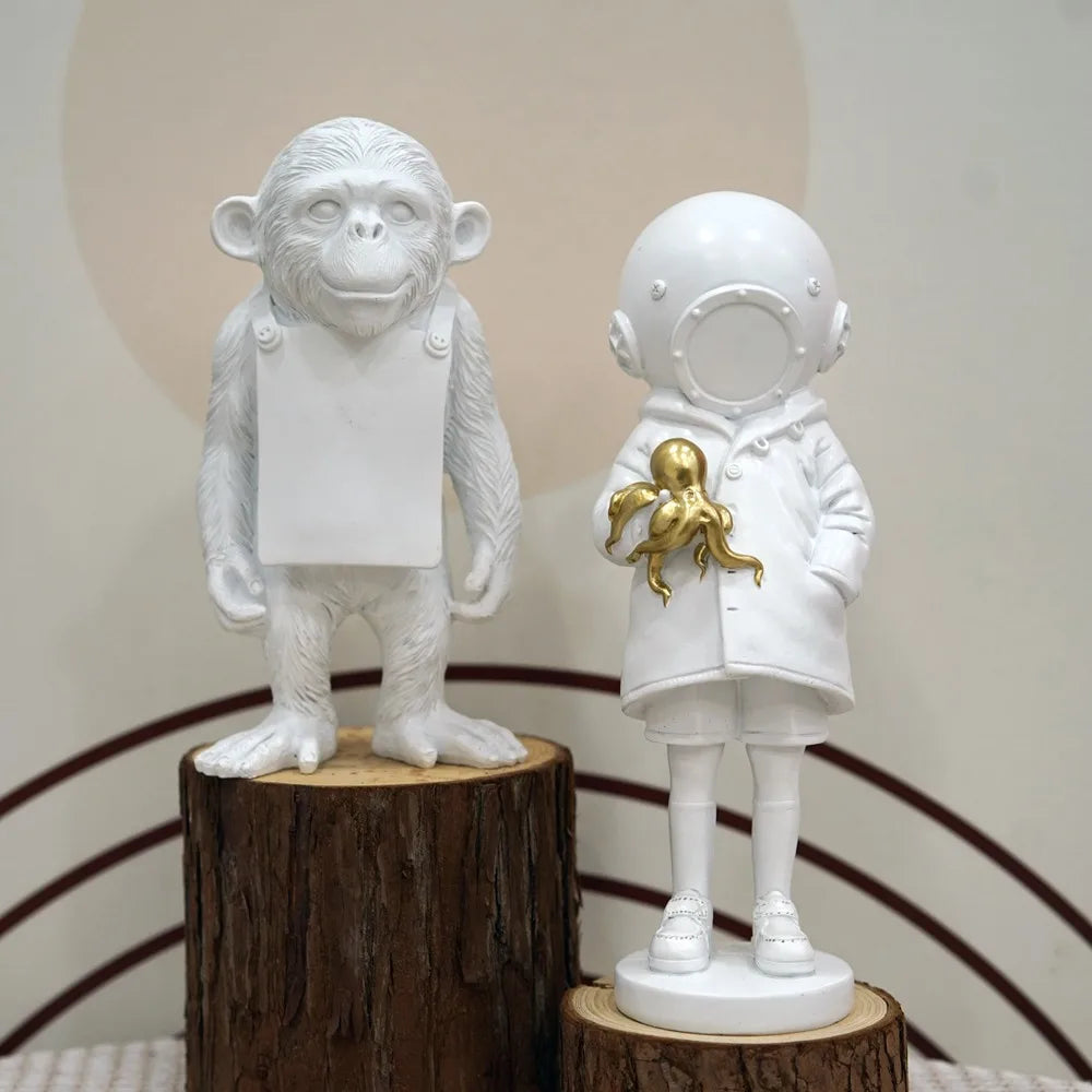 Junips | Dropshipping Banksy Sculpture Collection Flower Thrower Statue Pop Art Modern Balloon Girl Figurine Office Home Decoration